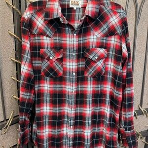 Ely Cattleman Vintage Black and Red Checkered Men's western Shirt